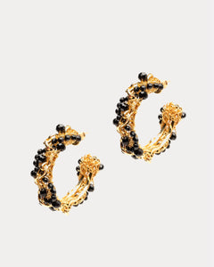 Hera Hoop Earring Gold Black - Frances Valentine