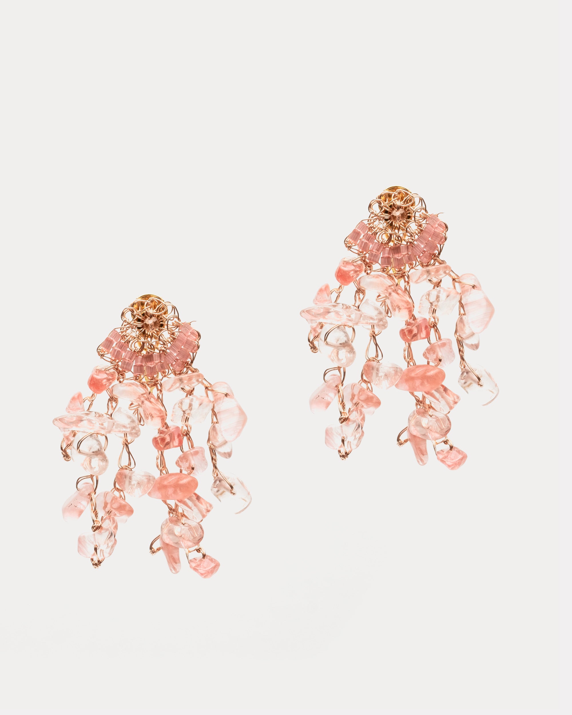 Rocks Mini Chandelier Beaded Earring Blush