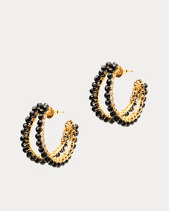 Nina Maxi Earring Black Gold - Frances Valentine