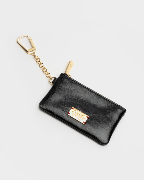 Bitsy Key Pouch - Crinkled Leather Black - Frances Valentine