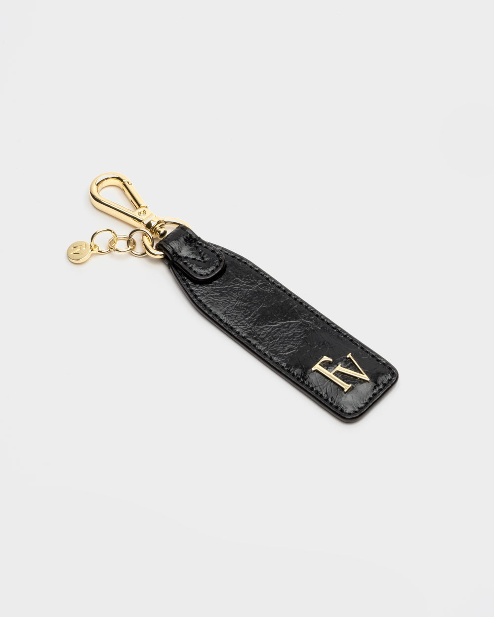 Logo Keychain - Crinkled Leather Black - Frances Valentine