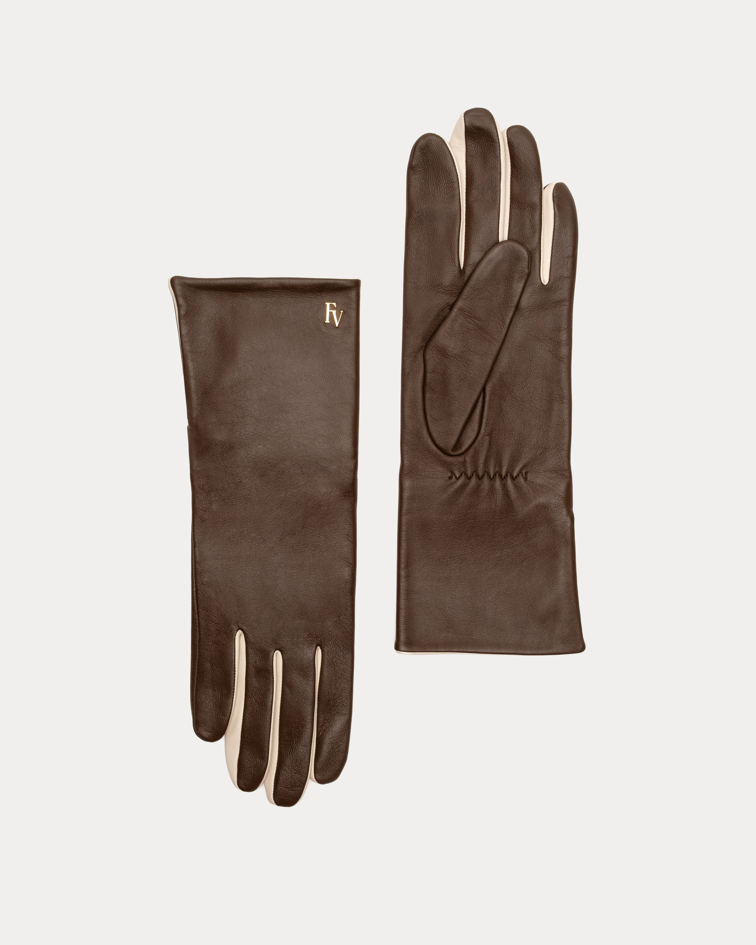 Deep V Leather Glove - Brown – Frances Valentine
