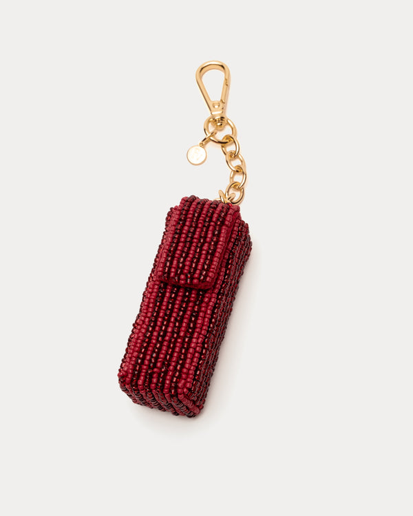 Beaded Lipstick Holder Keychain - Red