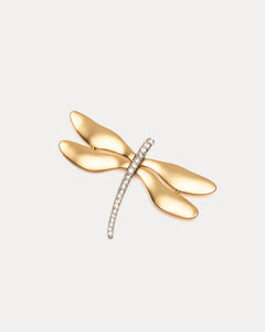 Dragonfly Pin Gold White Black - Frances Valentine