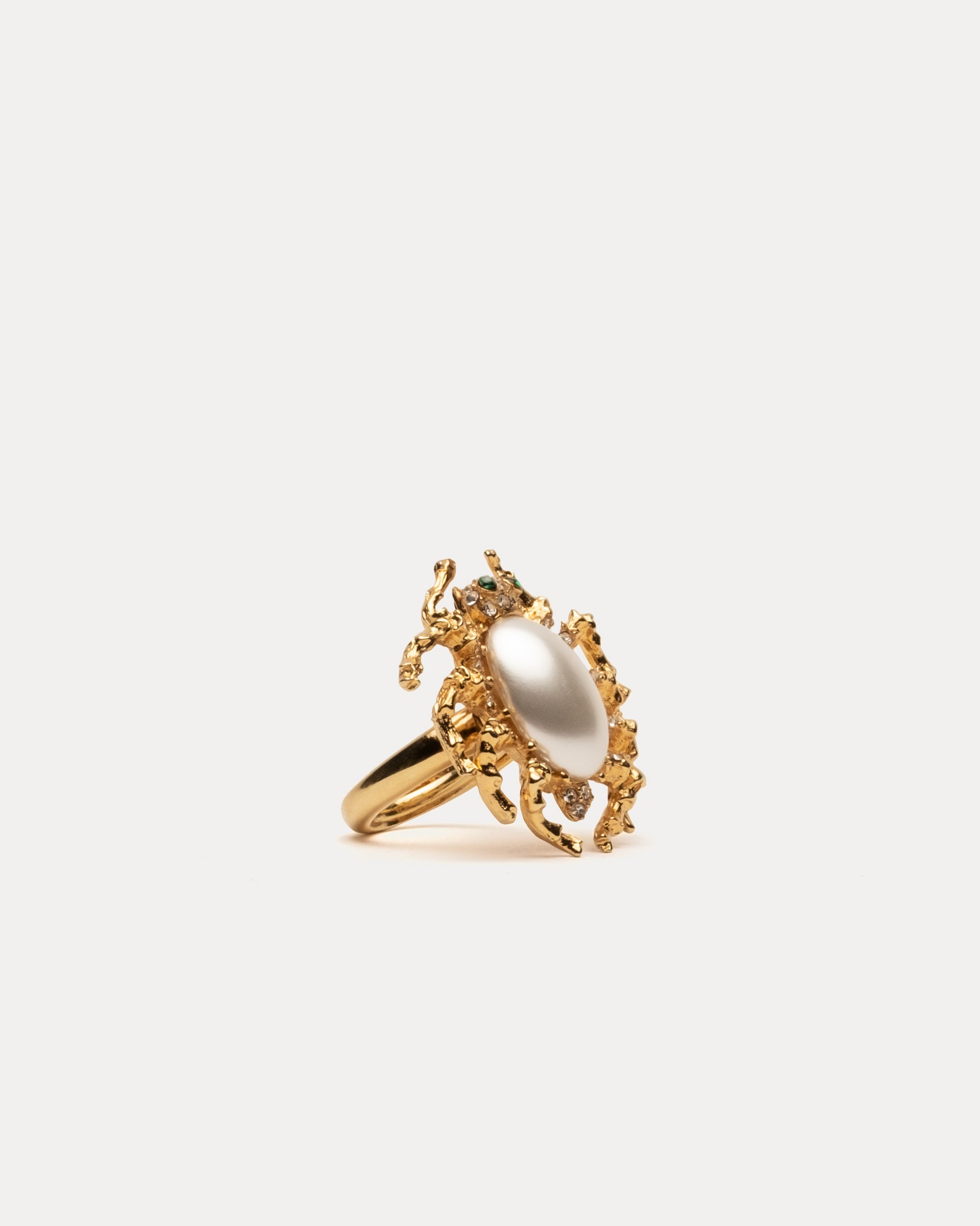 Spider Ring Gold White