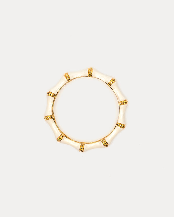 Enamel Bamboo Bangle Bracelet - White - Frances Valentine