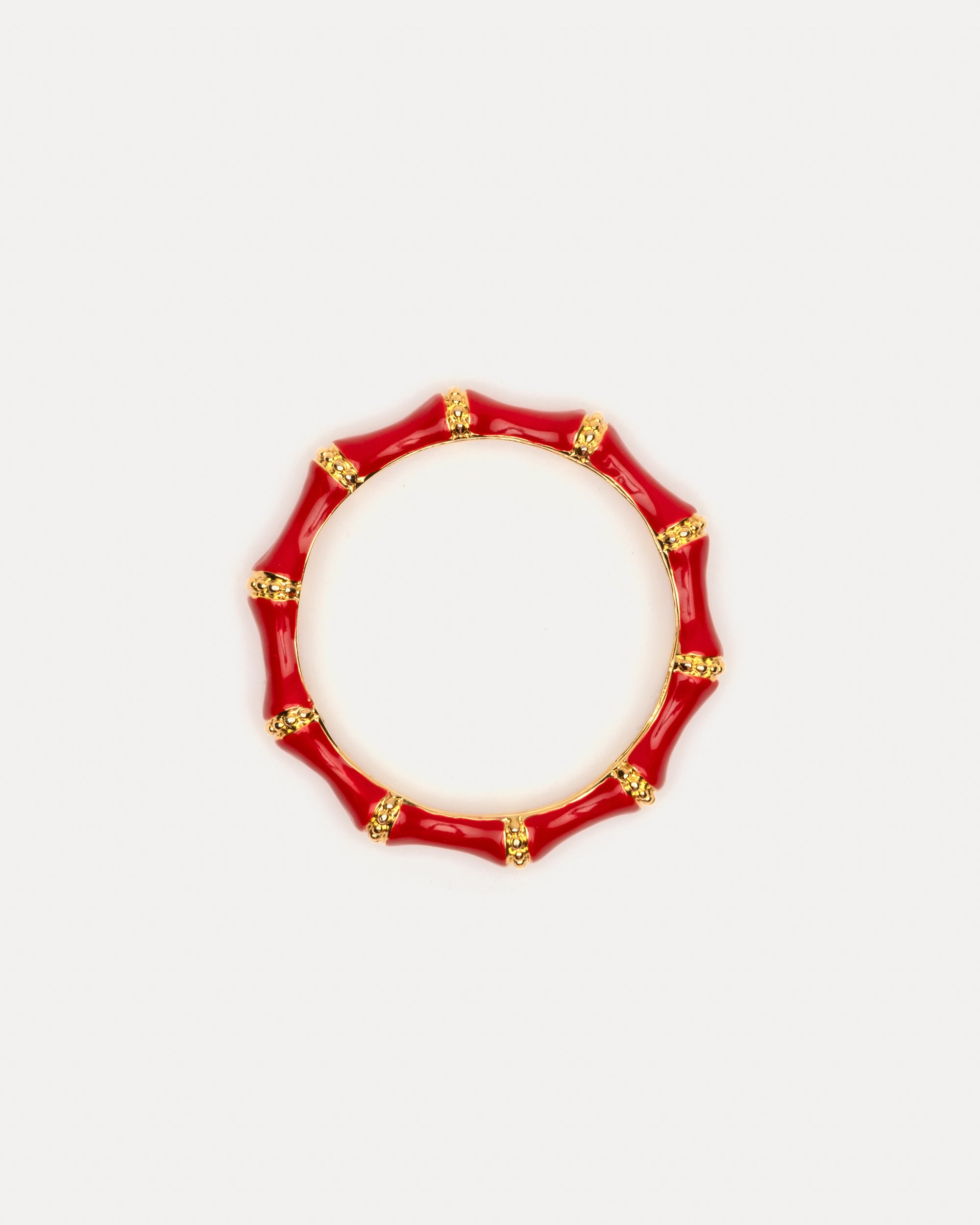 Enamel Bamboo Bangle Bracelet Red