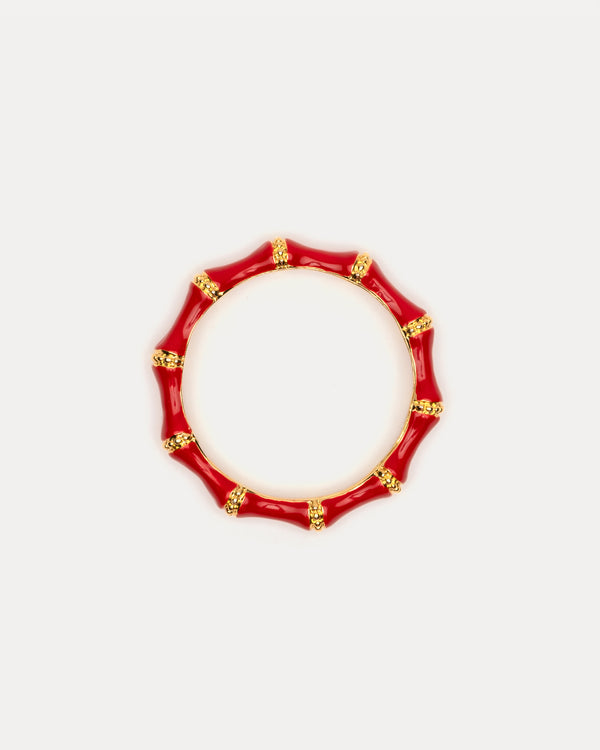 Enamel Bamboo Bangle Bracelet - Red - Frances Valentine