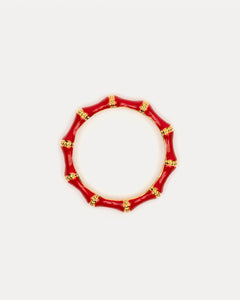 Enamel Bamboo Bangle Bracelet Red - Frances Valentine