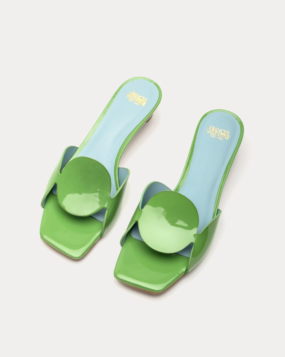 Sandy Circle - Slide Patent Green - Frances Valentine