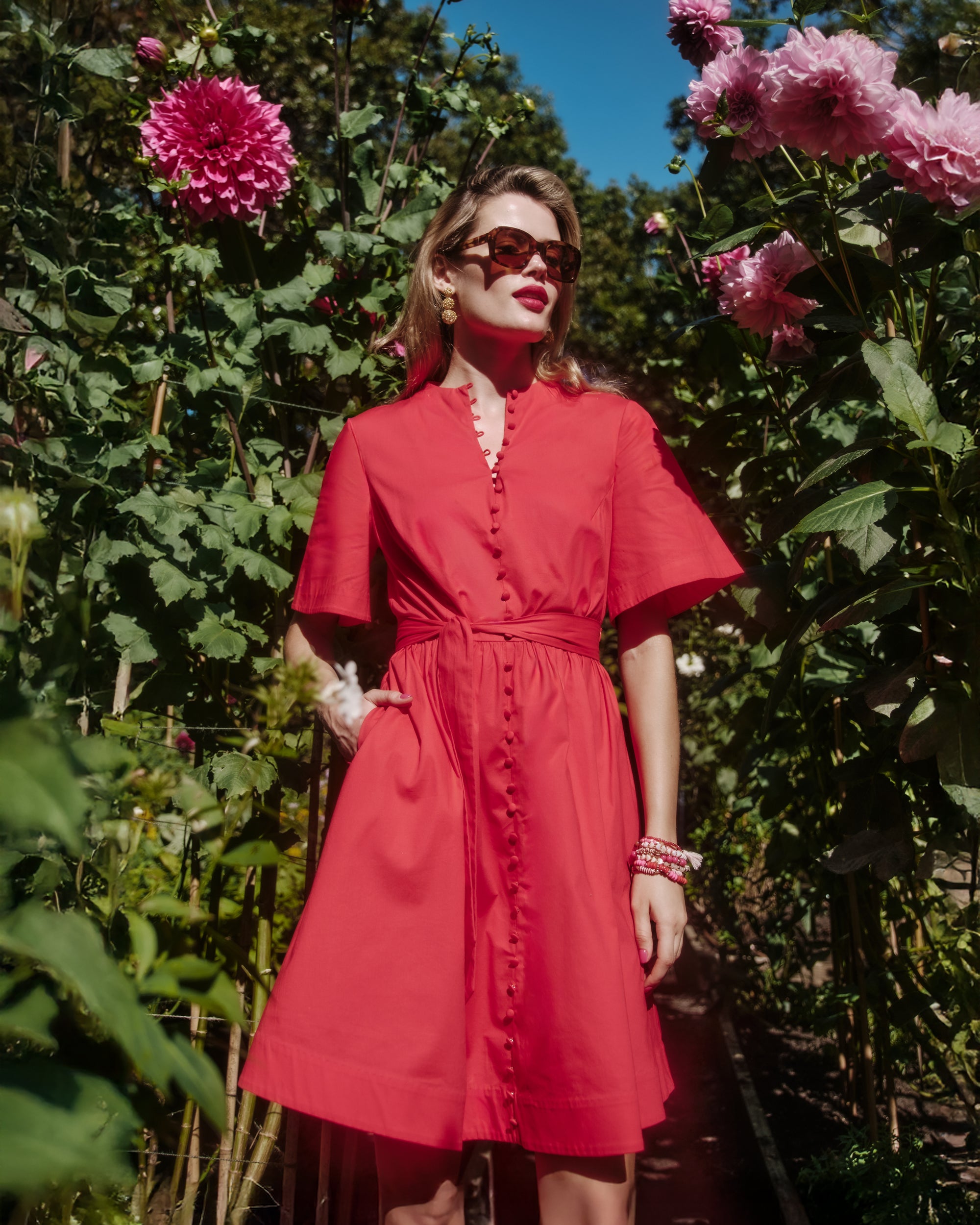 Nancy Dress - Red – Frances Valentine
