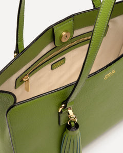 Fran bright green suede leather bag, Designer Collection