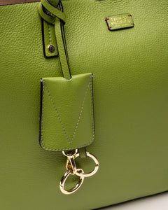 Trixie Tote Tumbled Leather Moss Green - Frances Valentine