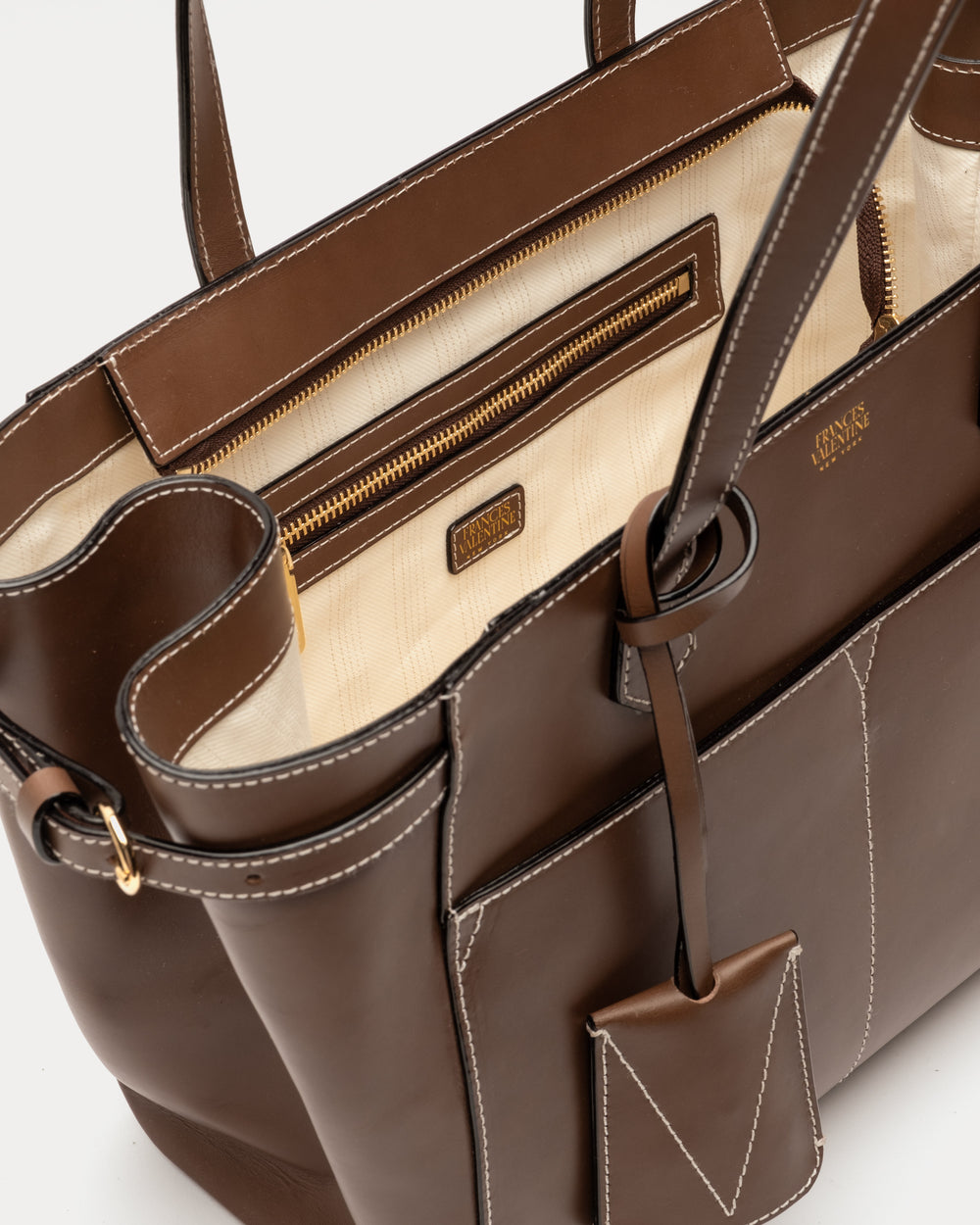 Brigetta Shopping Tote - Vachetta Chocolate - Frances Valentine