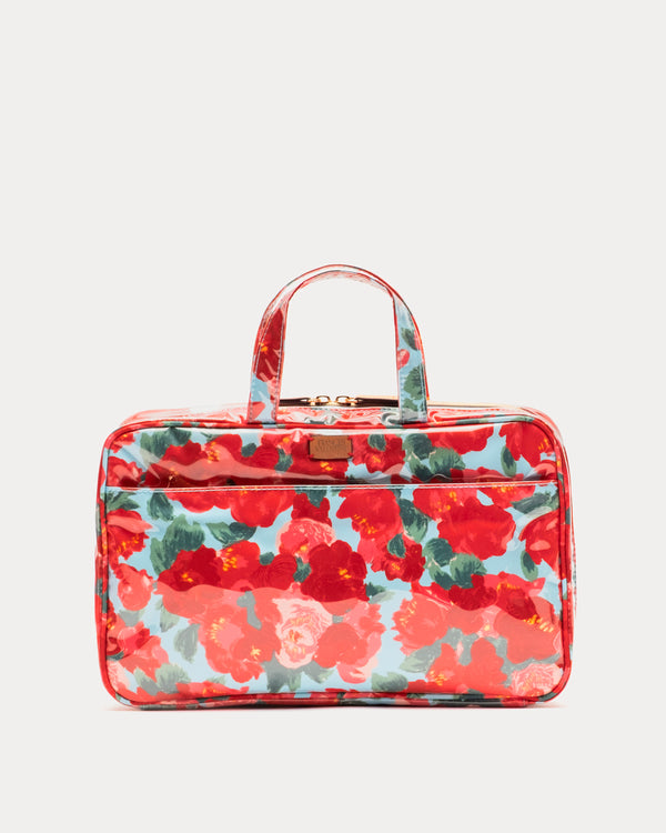 Hanging Travel Cosmetic Peony Red/Light Blue OS Frances Valentine