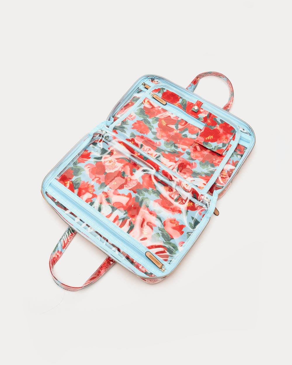 Hanging Travel Cosmetic Peony Red/Light Blue OS Frances Valentine
