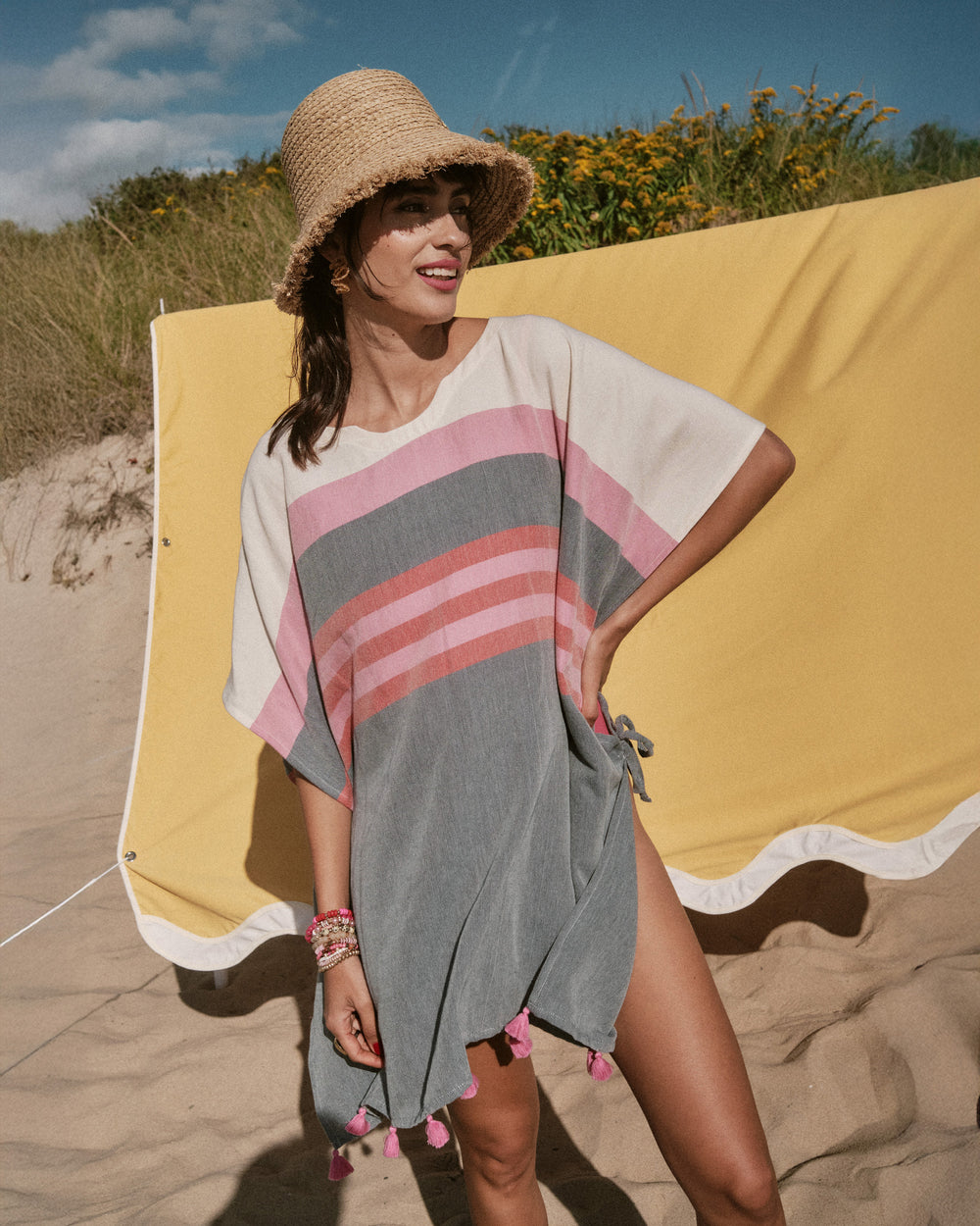 Striped Cotton Poncho Poncho Frances Valentine