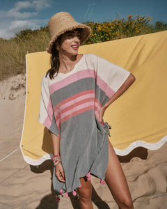 Striped Cotton Poncho - Frances Valentine