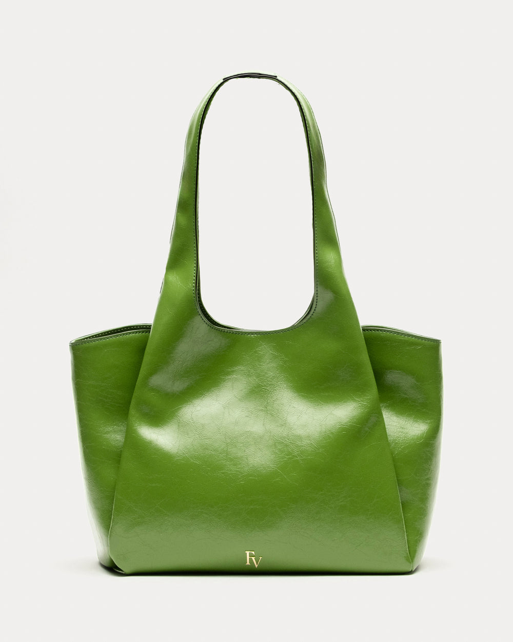 Portia Satchel - Crinkled Leather Green - Frances Valentine