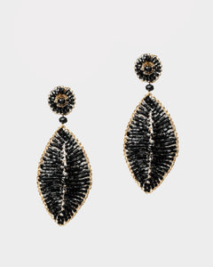 Crochet Leaf Earrings Black - Frances Valentine