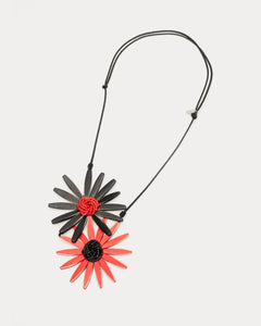 Amaya Double Flower Statement Necklace Black Red - Frances Valentine