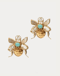 Scarab Beaded Earrings Gold - Frances Valentine