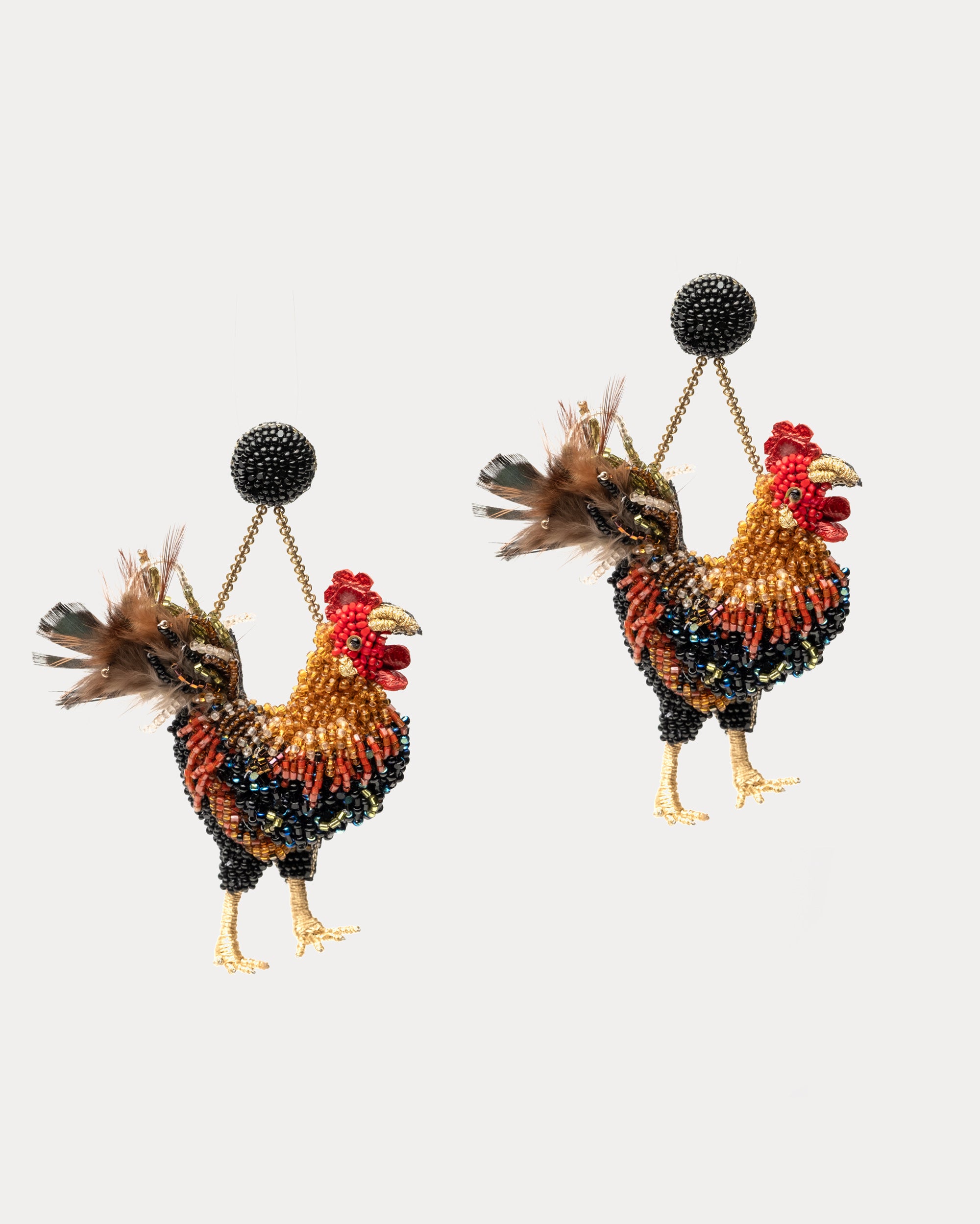 Rooster Beaded Earrings