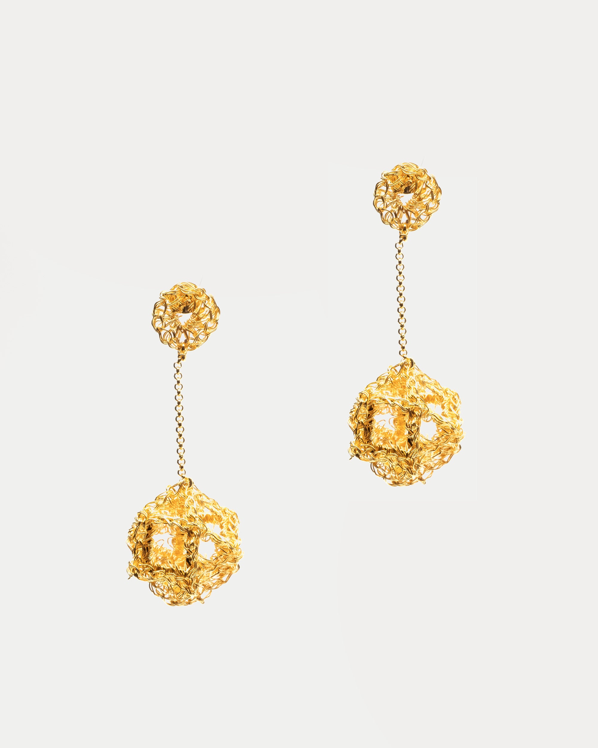 Cube Dangle Earrings Gold White