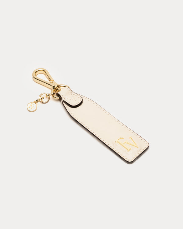 Logo Keychain - Crinkled Leather Oyster - Frances Valentine