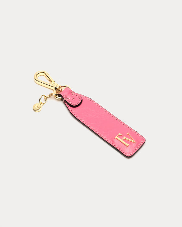 Logo Keychain - Crinkled Leather Pink - Frances Valentine