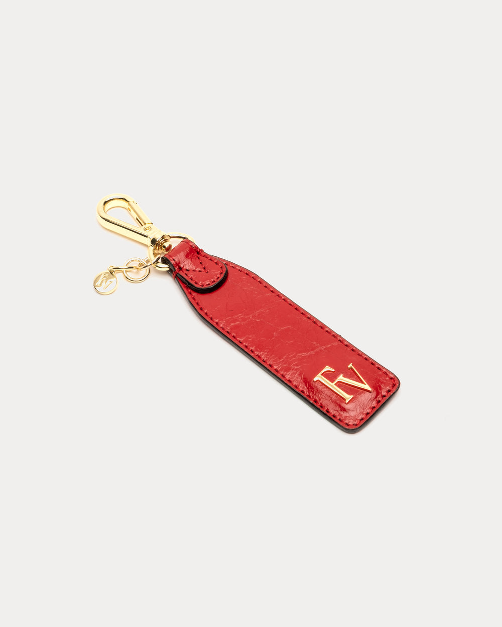 Logo Keychain - Crinkled Leather Red - Frances Valentine