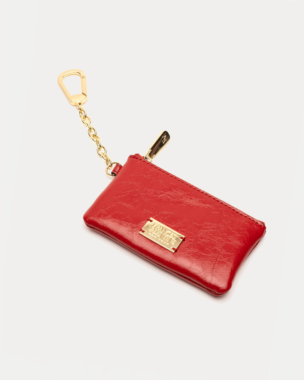 Bitsy Key Pouch - Crinkled Leather Red - Frances Valentine