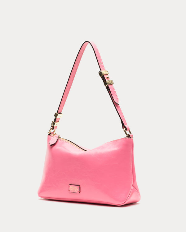 Freddie Shoulder Bag - Crinkled Leather Pink - Frances Valentine