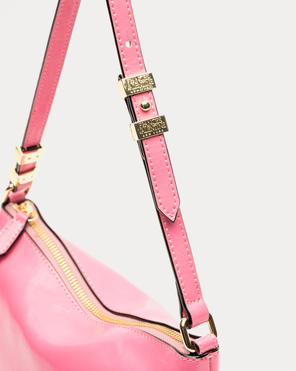 Freddie Shoulder Bag - Crinkled Leather Pink - Frances Valentine