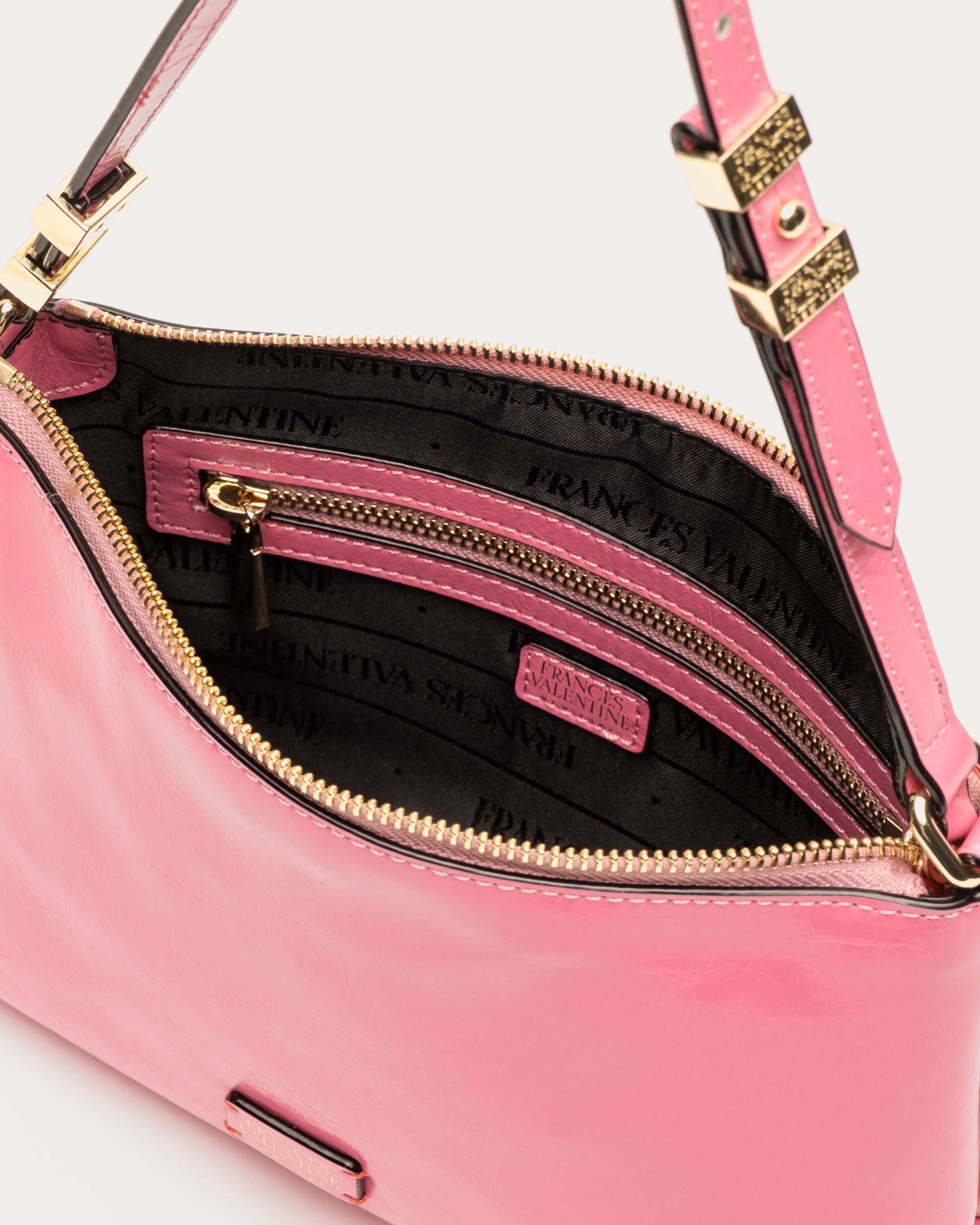 Freddie Shoulder Bag - Crinkled Leather Pink – Frances Valentine