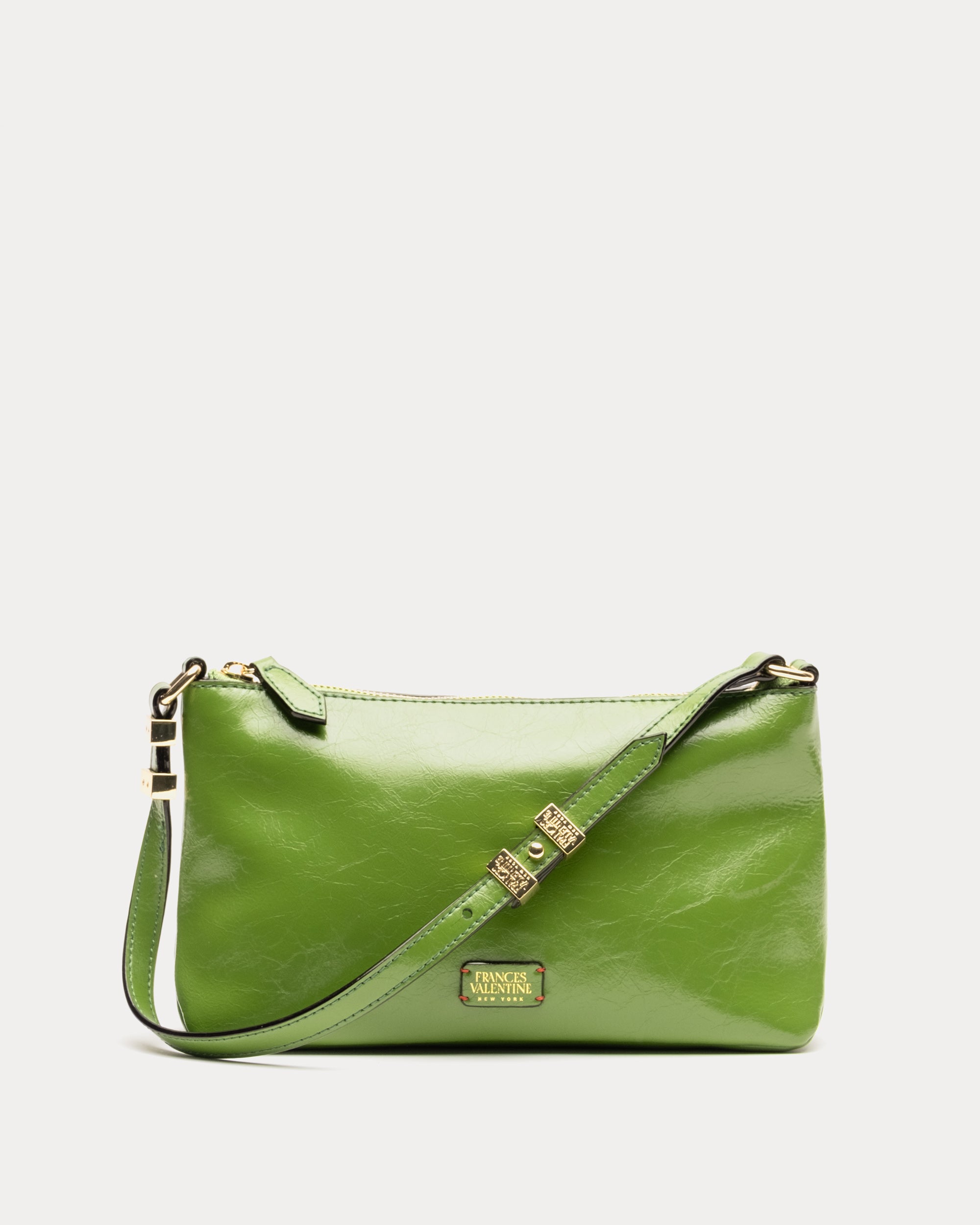 Freddie Shoulder Bag - Crinkled Leather Green – Frances