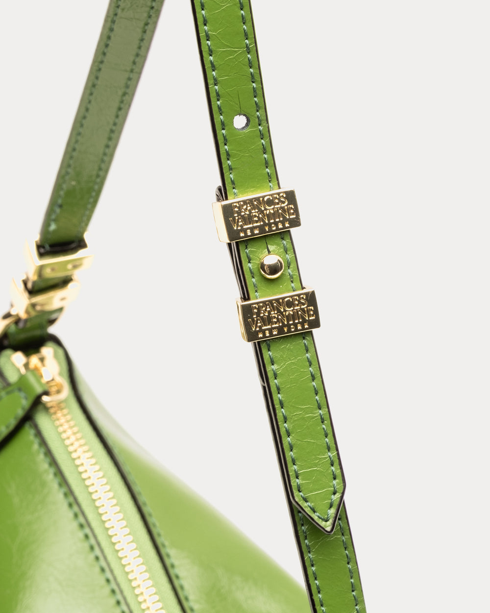 Freddie Shoulder Bag - Crinkled Leather Green - Frances Valentine
