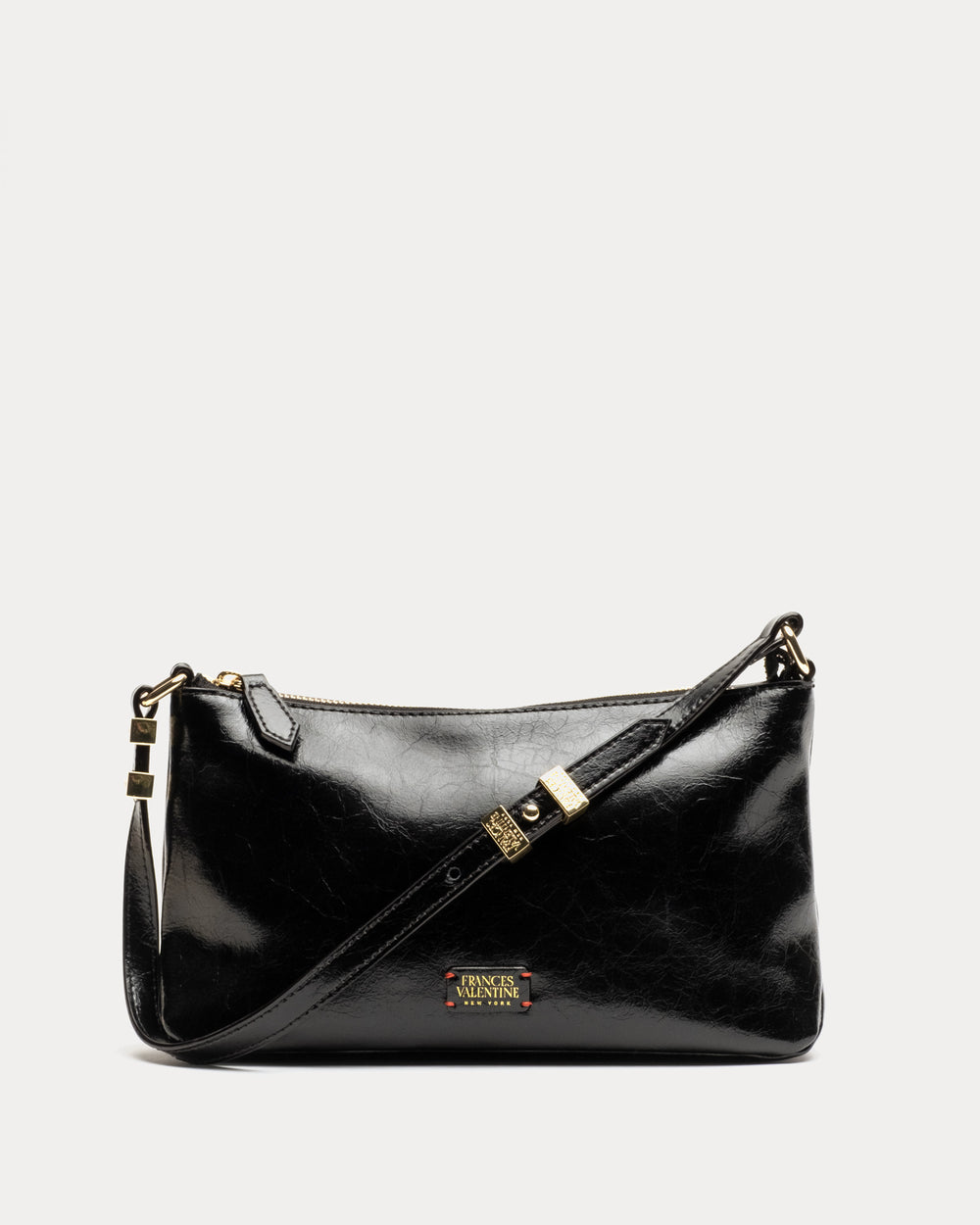 Freddie Shoulder Bag - Crinkled Leather Black - Frances Valentine