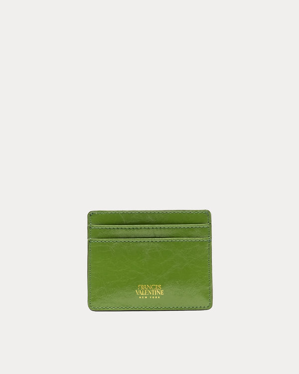 Card Case - Crinkled Leather Green - Frances Valentine