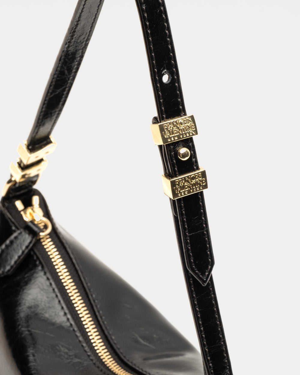 Freddie Shoulder Bag - Crinkled Leather Black - Frances Valentine