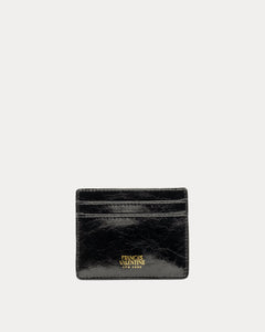 Card Case Crinkled Leather Black - Frances Valentine