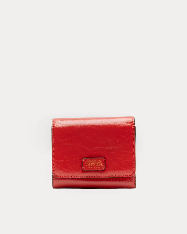 Perfect Wallet - Crinkled Leather Red Wallet Frances Valentine