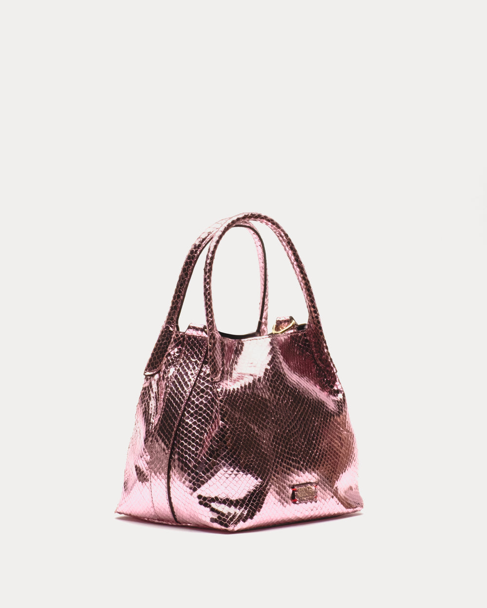 Teeny Sweet Pea - Metallic Snake Leather Pink