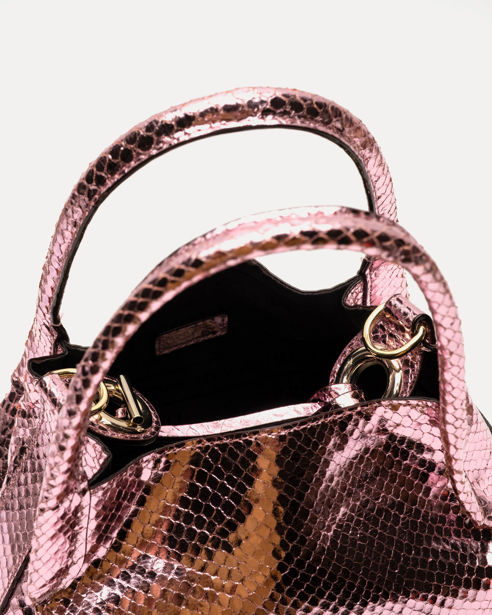 Teeny Sweet Pea - Metallic Snake Leather Pink