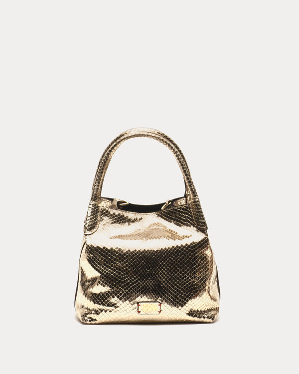 Teeny Sweet Pea - Metallic Snake Leather Gold