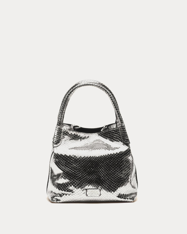 Teeny Sweet Pea - Metallic Snake Leather Silver Handbag Frances Valentine