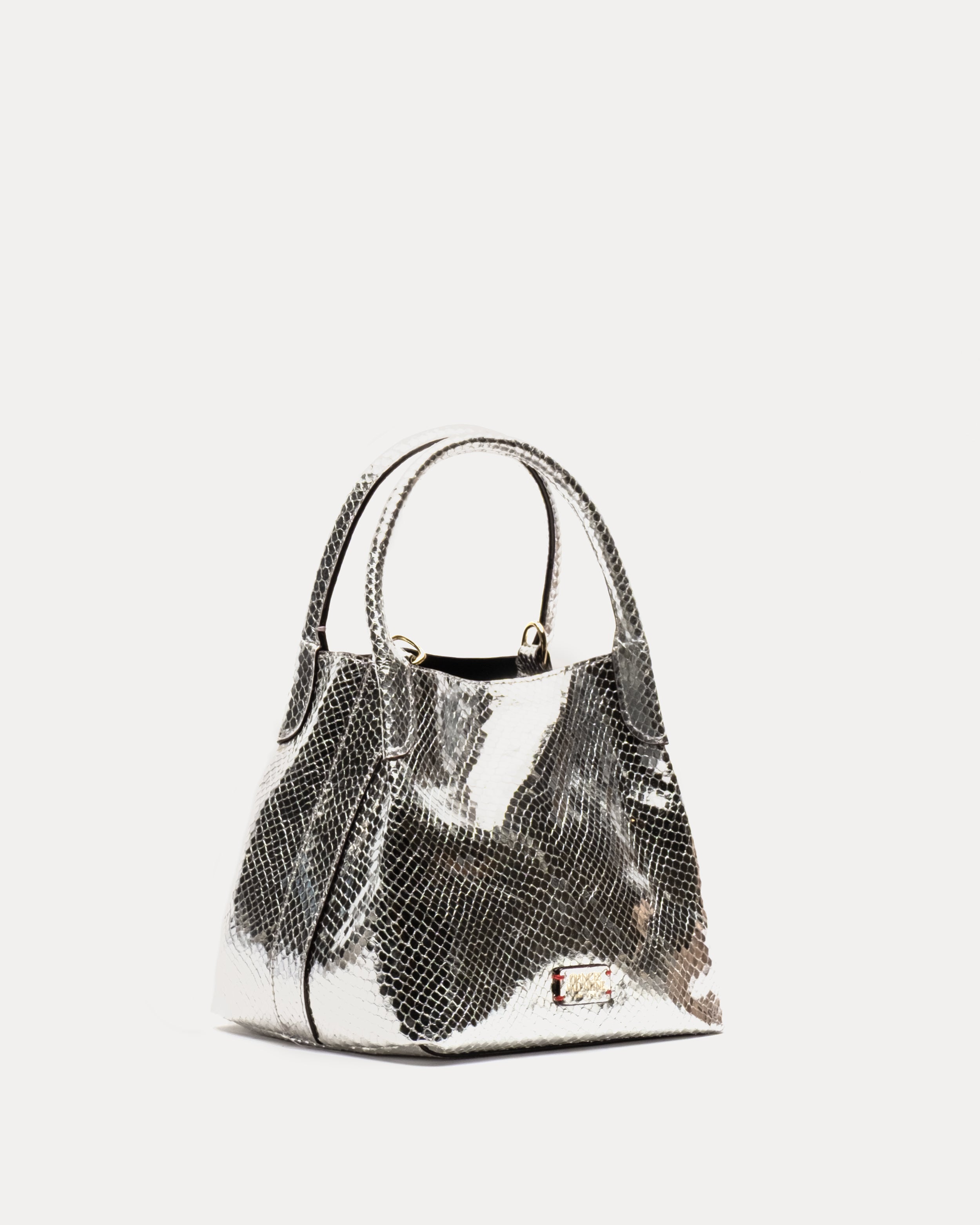 Teeny Sweet Pea - Metallic Snake Leather Silver – Frances Valentine