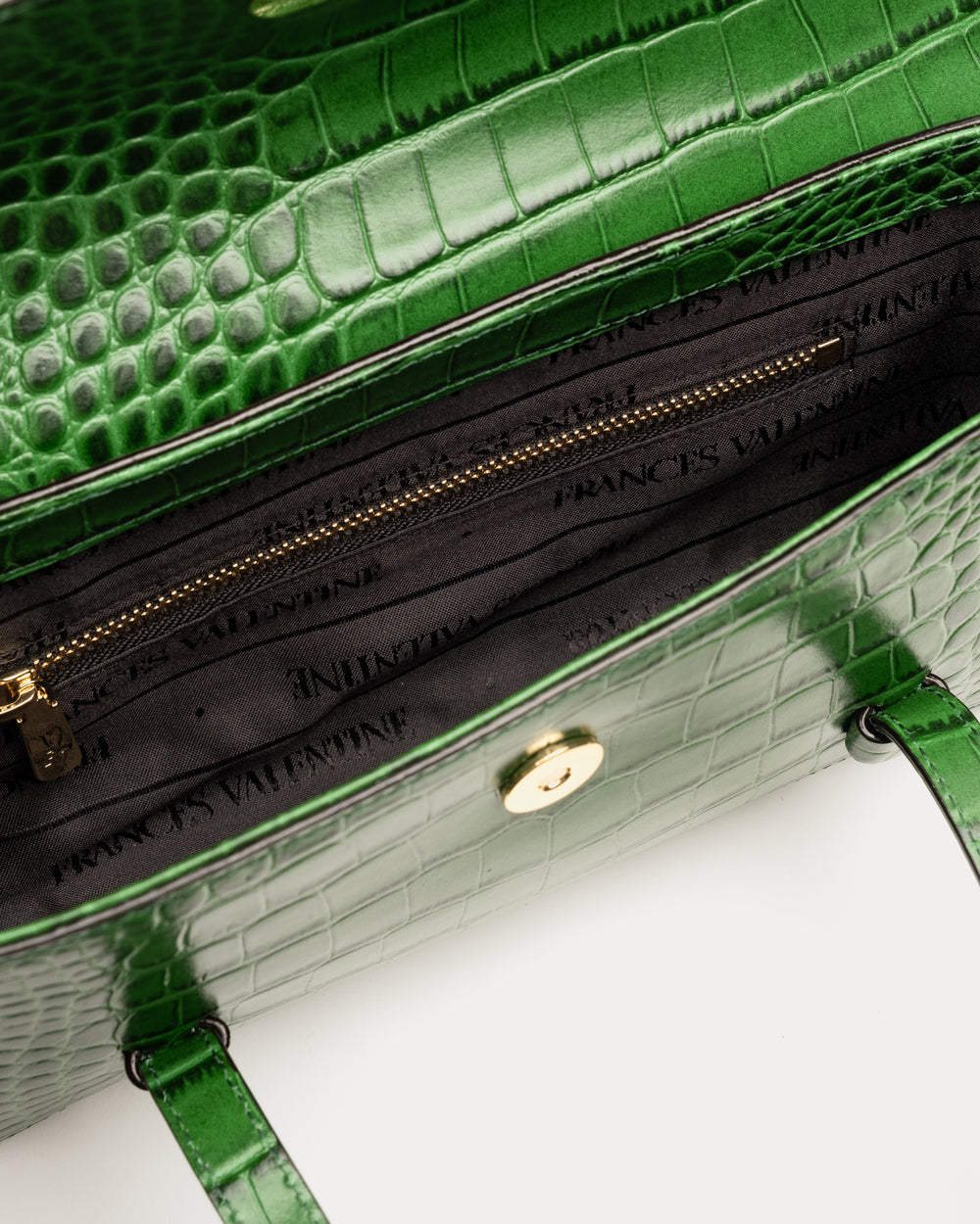 Small Slim Croc Tote Bag - Green - Frances Valentine