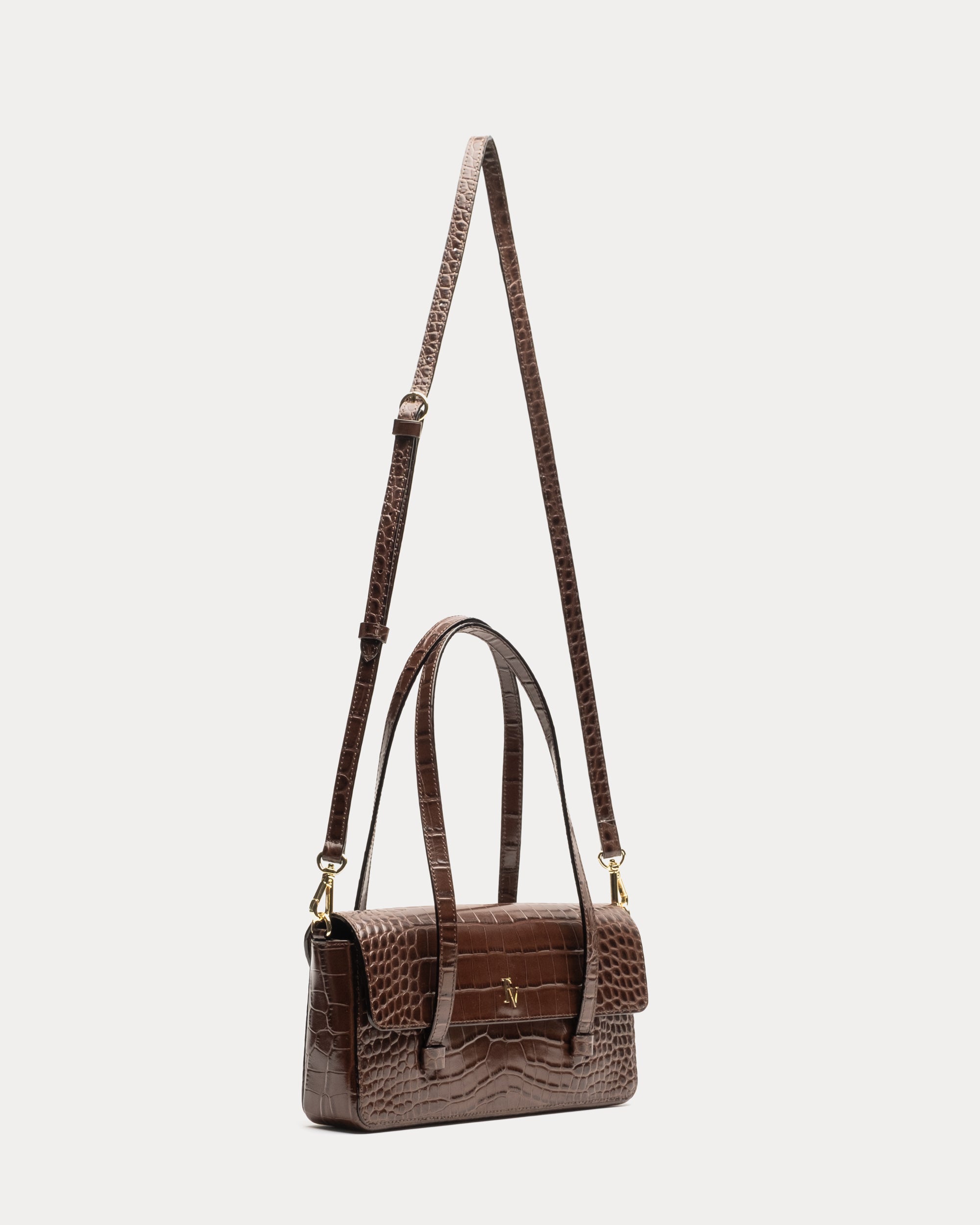 Small Slim Croc Embossed Tote Bag