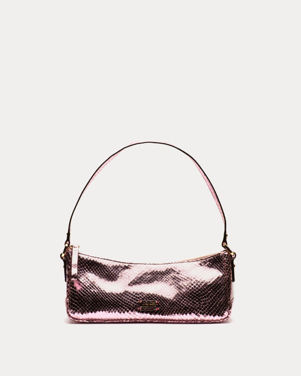 Mia Metallic Snake Leather - Pink